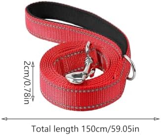 Padded Handle Dog Lead, Double-Sided Reflective Nylon Leads for Training, Walking Leash for Small, Medium Dogs (Red,150 * 2.0cm) — view 8