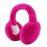 Zsedrut Colorful Ear Muffs For Winter Foldale Ear Warmers For Women Fluffy Earmuff Ear Covers (Hot Pink)