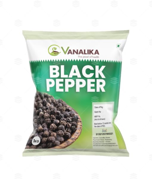 Vanalika Malabar Black Pepper Whole Seeds 1Kg/Kali Mirch Dane/Natural and Fresh Kali mirch (1 Kg) (B0CXXYKXFV) Amazon Price History, Amazon Price Tracker