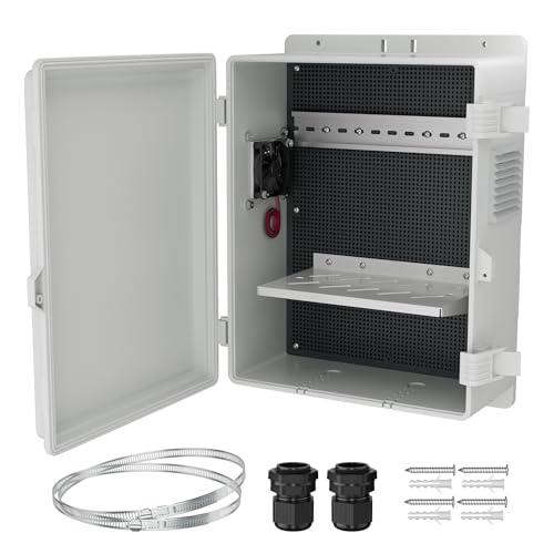 Outdoor WiFi Enclosure Waterproof Router Junction Box 18.1x12.6x6.4 Vented Outdoor Electrical Waterproof Box for Electronics Router Breaker Solar Electronics