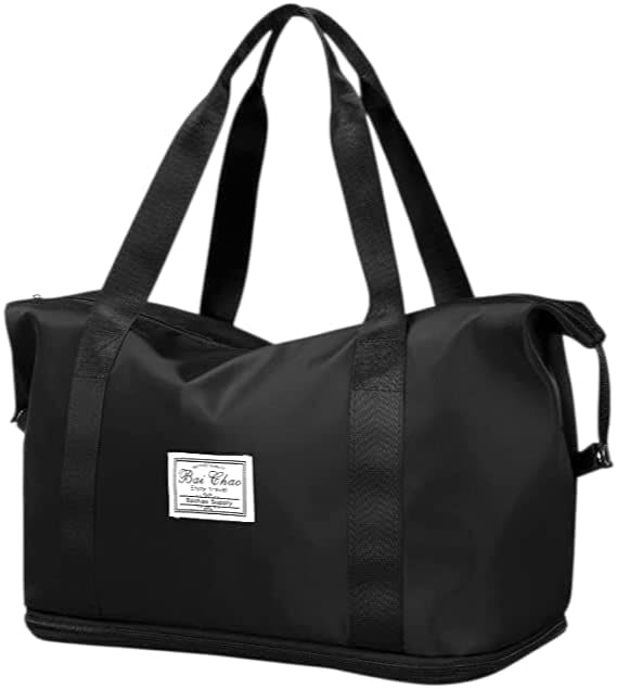 desi virasat Expandable Duffle Bag – Waterproof Foldable Nylon Travel, Gym, Sports, Weekend, and Carry-On Luggage Companion (Black)-picture-10