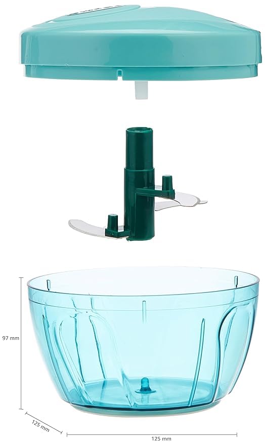 Image of DHRUMIT New Vegetable Chopper for Kitchen Use - Plastic | Vegetable Hand-Pull Food Chopper with 3 Stainless Steel Blades | Onion Chopper | Compact, Durable & BPA-Free(Green 500-Ml)