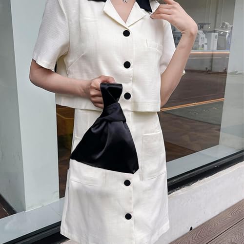 Image of Small Satin Wrist Clutch Purse Bag Mini Knot Evening Handbag for Women