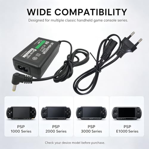2m Câble Chargeur Rapide 5V 2A pour Sony PSP 1000/2000/3000 et PSP Street, Adaptateur Secteur avec Protection Contre Surcharges et Courts-Circuits, Chargeur Portable Compact et Sécurisé – vue 3
