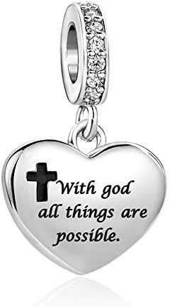 MiniJewelry Women Girls Holy Bible Cross Religion Christian Jesus Isaiah Matthew Love Heart Charms for Bracelets Necklaces Pendants Necklaces Pendants
