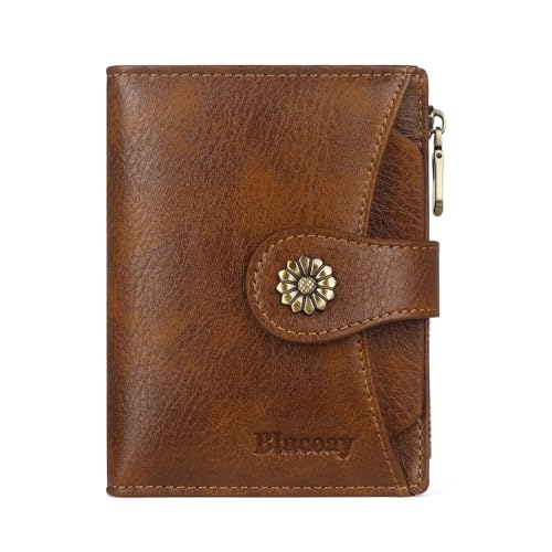 Womens Wallet,RFID Blocking Wallet Women Soft Leather Bifold Small Wallets For Women Card Holder With Removable ID Window darkbrown