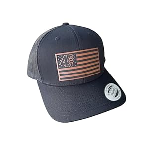 BUBBLEHEAD INK Handmade 45 47 Hat, MAGA Hat, Trump Trucker Hat, Trump 2024, Adjustable Baseball Cap For Men, Women, Gift For Republican Supporter, American Flag, Black (Black Flag 457)