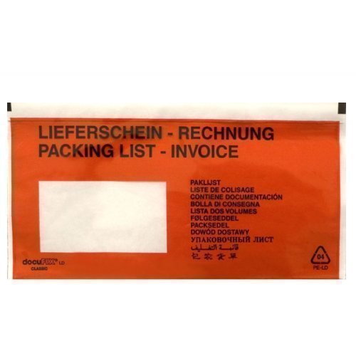 5000 Lieferscheintaschen DIN lang (bedruckt mit Lieferschein Rechnung) von docuFIX® classic Begleitpapiertaschen Versandtaschen Cover