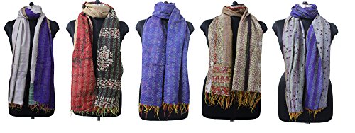 Écharpe indienne Kantha en soie fait main chic et unique pour femme