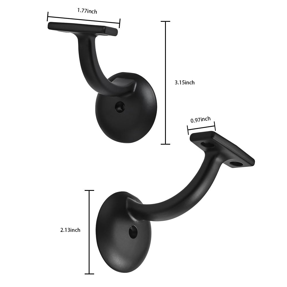 KHTUMEWARE-STAIR Matte Black Handrail Brackets 2-Pack in Matte Black — KHTUMEWARE