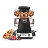 CRUX Double Rotating Belgian Waffle Maker with Nonstick Copper Plates for Easy Food Release - Browning Control and Removable Drip Tray, Stainless Steel