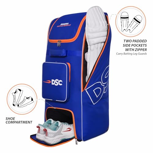 Image of DSC Quadra Duffle Wheelie Cricket Kit Bag with Wheels - Large Capacity Sports Equipment Travel Bag for Players
