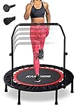Kanchimi 40" Folding Mini Fitness Indoor Exercise Workout Rebounder Trampoline with Handle, Max Load 330lbs (Black, 40)