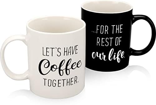 Fathers Day Gift Lets Have Coffee Together Mugs Set 11 oz, Engagement Gifts for Couples - Mr and Mrs Wedding Bridal Shower Gifts Newlywed Anniversary for Wife Friend Couples Mugs