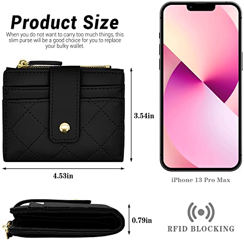 YINHEXI RFID Women Wallet, Small Slim PU Leather Bifold Wallet with Zipper Coin Pocket & ID Window, for Ladies, Teens, and Girls3