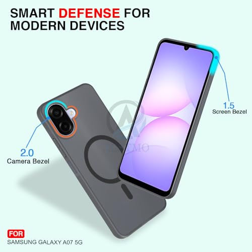 Image of AESTMO Samsung Galaxy A07 / M07 / F07 / F70E 5G Back Cover | Slim Hard Shell | Matte Frosted Hard Back Translucent Back Cover for (Compatible with MagSafe Accessories, Black)