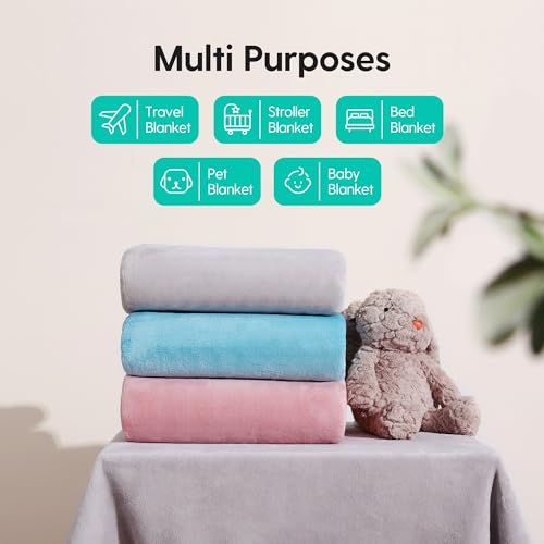 Image of Baby Blanket for Girls and Boys, Soft Milky Plush Blankets for Newborns and Toddlers, 50x50 Inch Large Square Baby Blanket for Boys and Girls, Blue