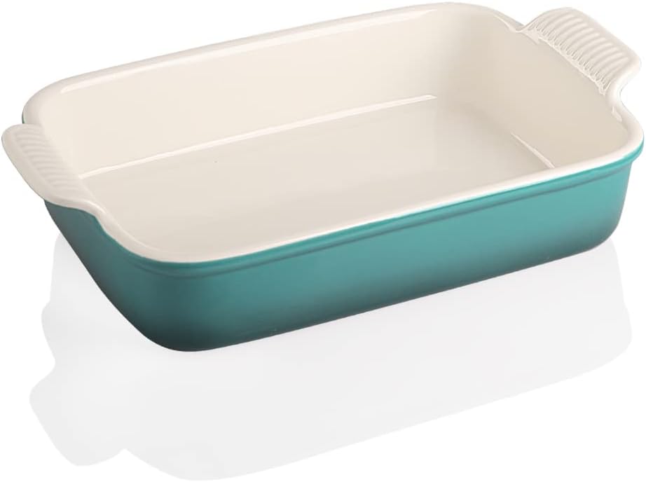 Sweejar Ceramic Baking Dish, Casserole Dish for Oven, 9x13 Inch Rectangular Lasagna Pan Deep, Bakeware with Handles for Cooking, Dinner, Kitchen, Banquet and Daily Use (Gradient Blue)
