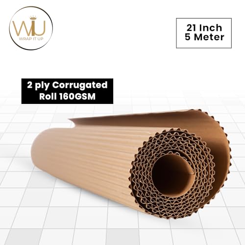 Image of WRAP IT UP Ecofriendly 2 Ply Brown Corrugated Roll For Ecommerce Packaging 160 GSM (21 Inch * 5 Meter)