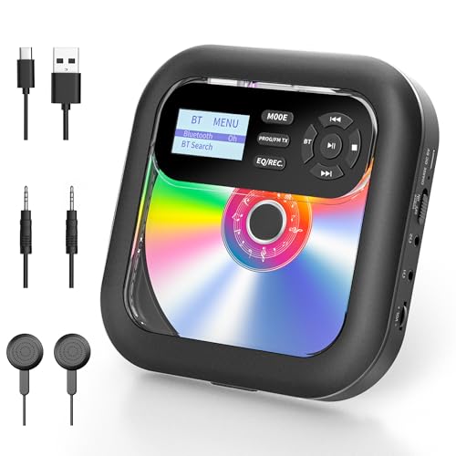 ARAFUNA CD Player Bluetooth – Tragbarer CD-Player mit Lautsprecher, integrierter Akku für den Außenbereich geeignet, unterstützt Bluetooth und TF-Karte, 7 Wiedergabemodi, Mehreren Verbindungsmethoden