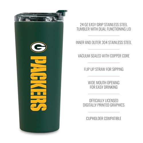 Image of Rico Industries NFL Football 24oz Stainless Steel Tumbler with Lid and Dual Functioning Lid