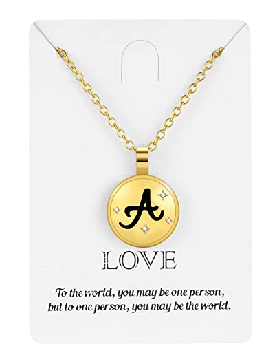 Cilili Initial Necklace For Girls Women, Titanium Stainless Steel Letters With Cubic Zicornia Pendant Necklace Jewelry Gifts For Mom Wife Daughter Girlfriend Gold(A) #TOP4