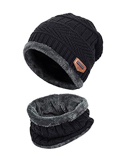 ZZLAY Kids Winter Thick Beanie Hat Bufanda Conjunto Slouchy Warm Snow Knit Skull Cap