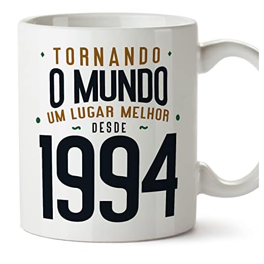 MUGFFINS Tazas 1994 Cumpleaños - En Portugués - Tornando o Mundo um Lugar Melhor - 11 oz / 330 ml - Regalo original y divertido
