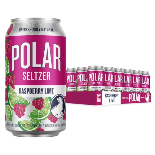 Polar Seltzer Water Raspberry Lime, 12 fl oz cans, 18 pack