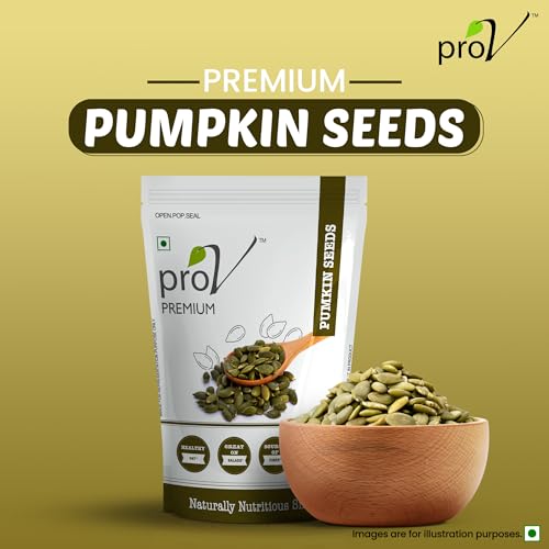 Image of ProV Premium Pumpkin Seeds 250g, High Protein, Source of Fiber, No Cholesterol, No Trans Fat, No Added Sugar, Kaddu Beej, Unroasted Seeds, Healthy Diet Snack, Resealable Pouch, Seeds for Eating