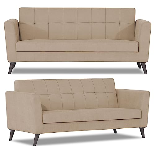 Image of Adorn India Dannis 3+2 5 Seater Sofa Set (Beige) (3 Year Warranty)