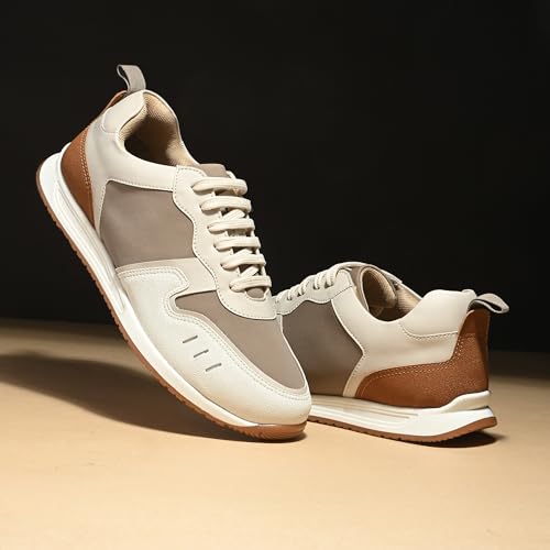Image of Cruiser Men's Color Block Low-Top Sneakers | Cushioned Insole Comfortable Shoes | Durable TPR Sole with Trendy & Stylish Sneakers | Lace-Up Design with Gum Rubber Sole & Heel Pull-Tab (2654)