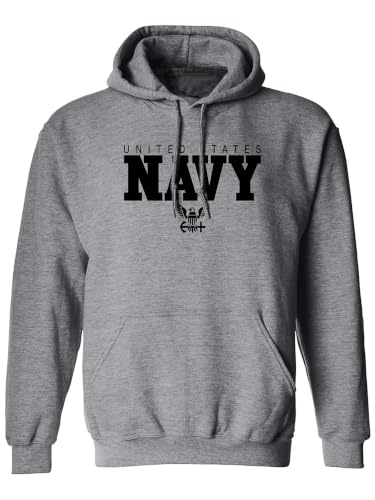 U.S. Navy Anchor Adult Hooded Sweatshirt in Dark Heather - X-Large