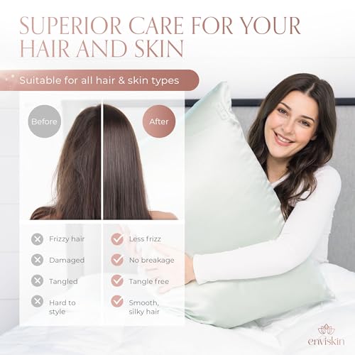 Image of 100% Mulberry Silk Pillowcase Infused with Silver Ions - Pure 30 Momme Grade 6A Fibers for Beautiful Skin and Hair - Cooling Pillow Case Protector with Zipper (Standard) Pink Color