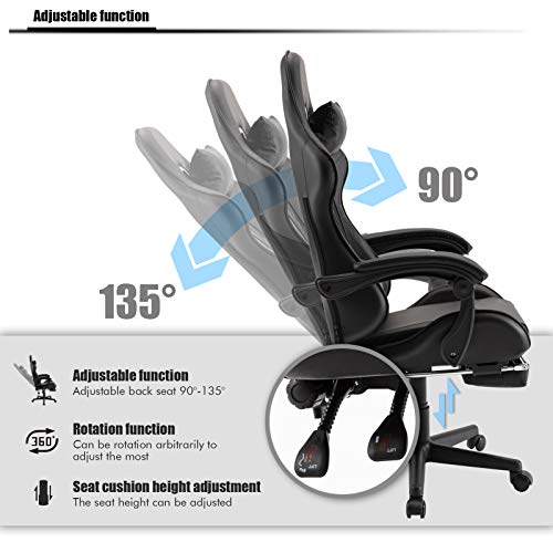 Soontrans-Silla-Gamer-Silla-Gaming-Ergonomica-Silla-Oficina-con-Reposacabeza-Apoyo-y-Cojin-Lumbar-Altura-Ajustable-para-Los-Jugadores-de-PC-Gamer-Negro