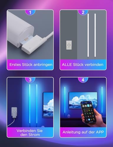 Govee LED Glide Wandleuchten RGBIC, Lampe für Gaming und Streaming, 6 Stück – Ansicht 6