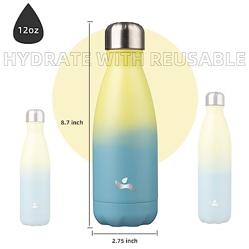 Image of Konokyo Insulated Water Bottles,12 oz Double Wall Stainless Steel Vacumm Metal Flask for Sports Travel,Sandy Beach