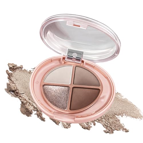 Image of Neutral Eyeshadow Palette with Matte and Shimmer Earthy Brown Tones - Compact Rose-Gold Case for Natural Daytime to Subtle Evening Eye Makeup, Blendable Long-Lasting Formula