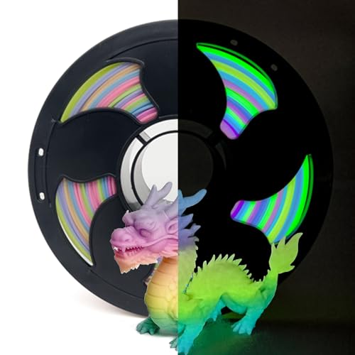 Glow Gradient in the Dark 1.75mm Rainbow Candy PLA Filament, Luminous Rainbow Vibrant Bright 3D Printer Filament, 1kg (2.2lbs) Spool 3D Printing PLA Filament Rod