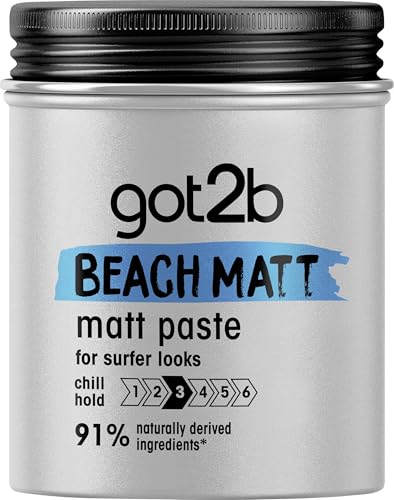 Schwarzkopf Got2B, Beach Matt Paste, Cera Modellante Per Capelli Uomo, Effetto Opaco, Tenuta Media, 100 Ml