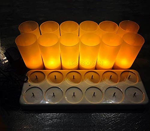 Rechargeable Candles (12 Pack) , Led Rechargeable Candle Tea Lights, Flameless, Vivid Flickering, Battery Operated, Energy Saving, Waxless, Long Last 12+ Hours- Irronn #TOP7