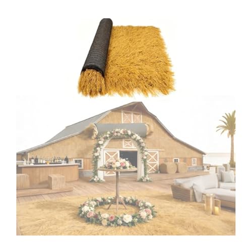 LWZQRVCT Straw Roof Thatch-Style Artificial Palm Thatch Rolls,Fireproof Fake Hay