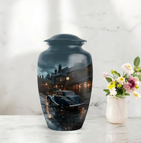 Image of Personalized Car - Funeral Urns For Adult Ashes Women - Large Burial Urn For Human Ashes Adult Male - Cremation Urns For Men - 10 Inch - Large With Velvet Bag - Memorial Urns For Human Ashes