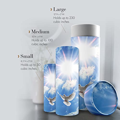 Image of Holy Dove Scattering Tubes for Human Ashes TSA Approved Scattering Urn and Eco-Friendly Biodegradable Urns for Human Ashes & Biodegradable Urn for Burial at Sea