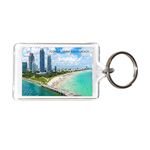 Florida USA United States Acrylic Keychains KeyRings Holders (1 Piece, Style: Miami South Beach #FL107)