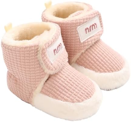 TMEOG Krabbelschuhe Baby Winterschuh Outdoor Fleece Boots Rutschfest Warme Booties Stiefel Gefütterte Neugeborene Walk Schuhe für Mädchen Jungen 0-18 Monate
