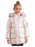 TiaoBug Chaqueta Metálica Brillante De Invierno Para Niñas Abrigo De Plumas Con Cremallera Y Capucha Chaqueta Acolchada Casual Rosa 13-14 años