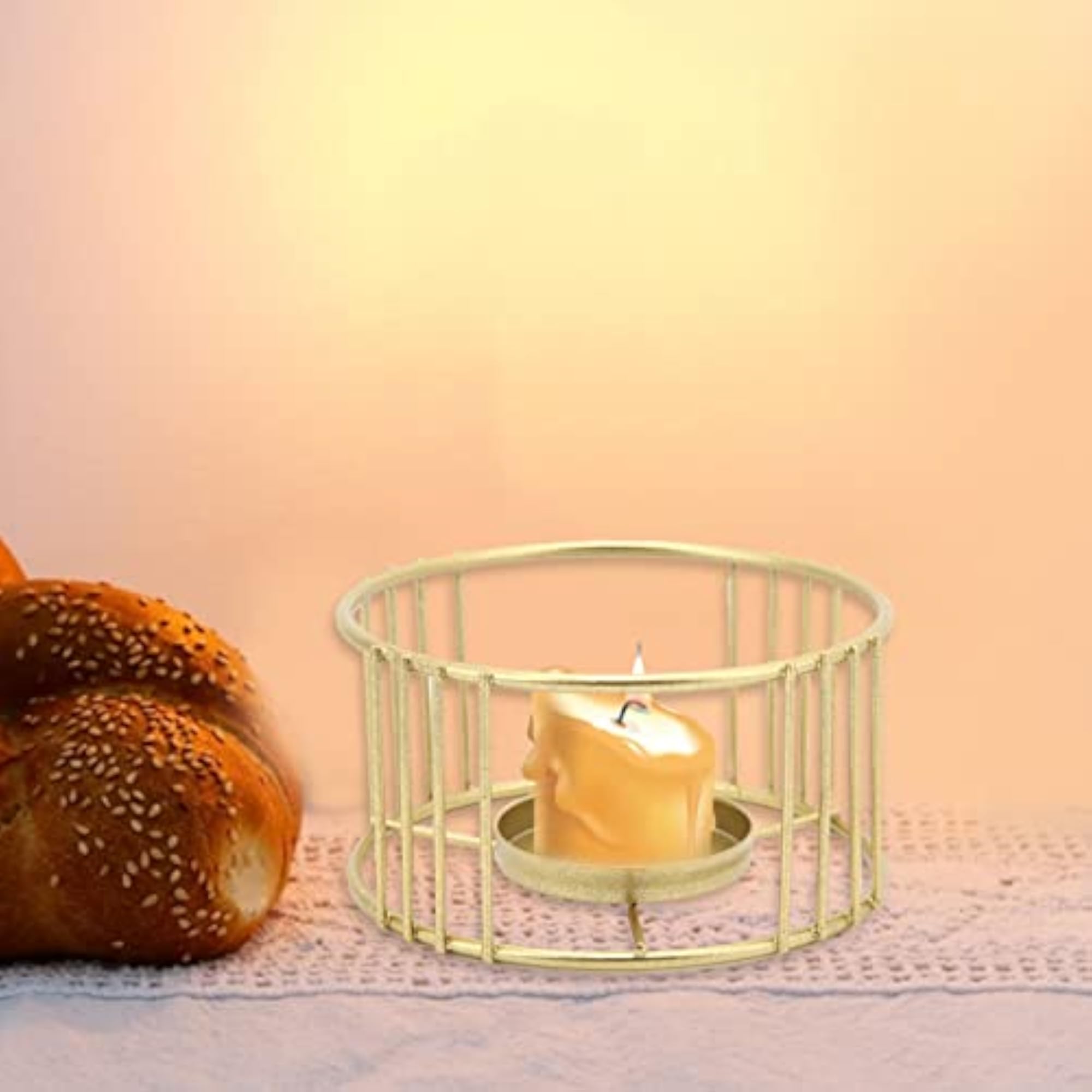 Gold Geometric Candle Holder for Dining Table
