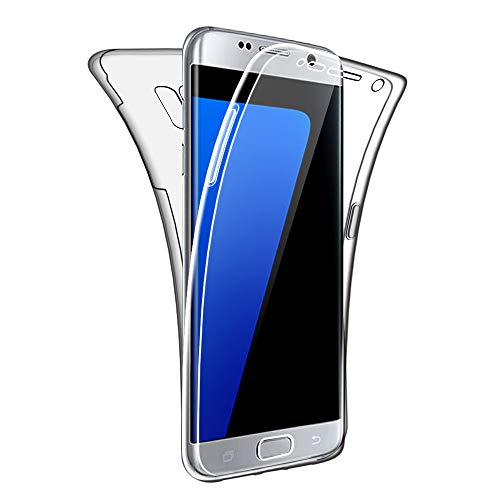 SDTEK Funda Compatible con Samsung Galaxy S7 Edge, 360 Grados Cobertura Total Silicona Transparente Cover Case