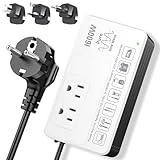 220V to 110V Voltage Converter US to Europe, Universal Adapter Converter for European Travel, 1600W - Plug & Play, Power Any U.S. Appliances Overseas, Step Down Transformer for International Travel